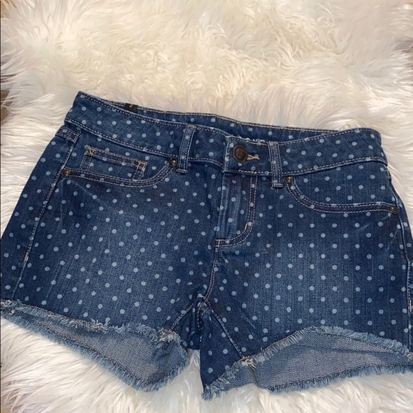 LC Lauren Conrad Pants - Lauren Conrad distressed hem polka dot shorts